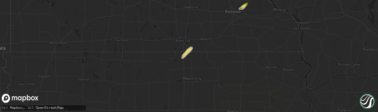 Hail map in Northwood, IA on September 4, 2018