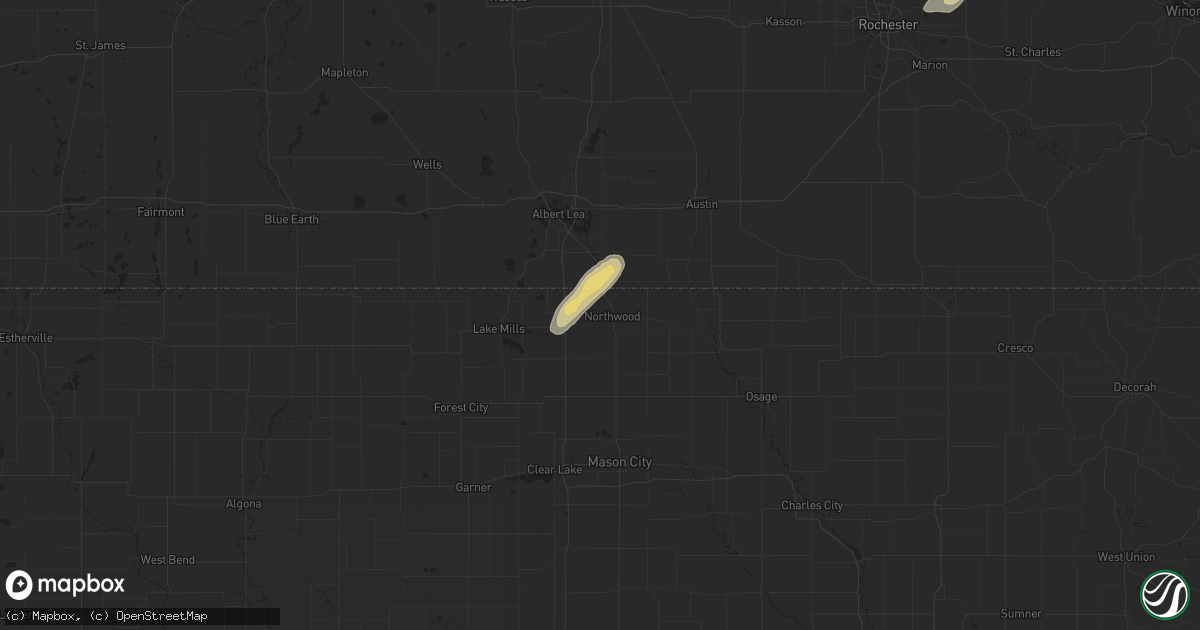 Hail map in Northwood, IA on September 4, 2018