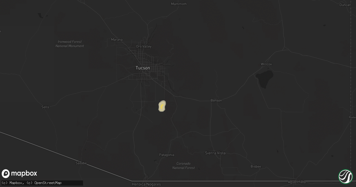 Hail map in Vail, AZ on September 4, 2018