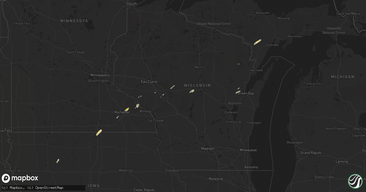 Hail map in Wisconsin on September 4, 2018