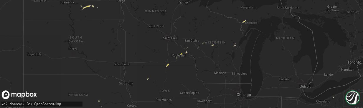 Hail map on September 4, 2018