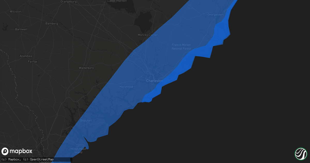 Hail map in Charleston, SC on September 4, 2019