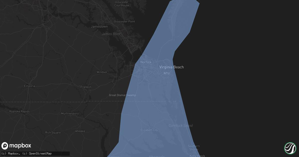Hail map in Chesapeake, VA on September 4, 2019