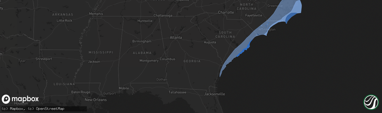 Hail map in Georgia on September 4, 2019