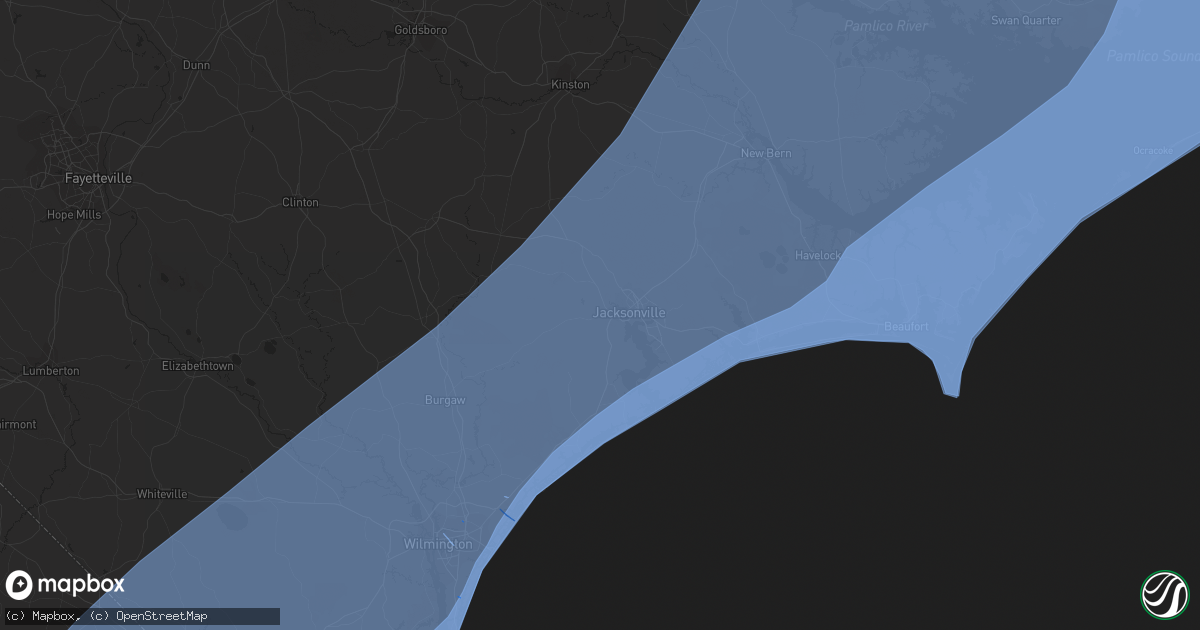 Hail map in Jacksonville, NC on September 4, 2019