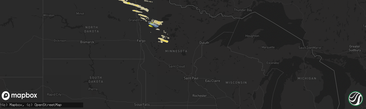 Hail map in Minnesota on September 4, 2019