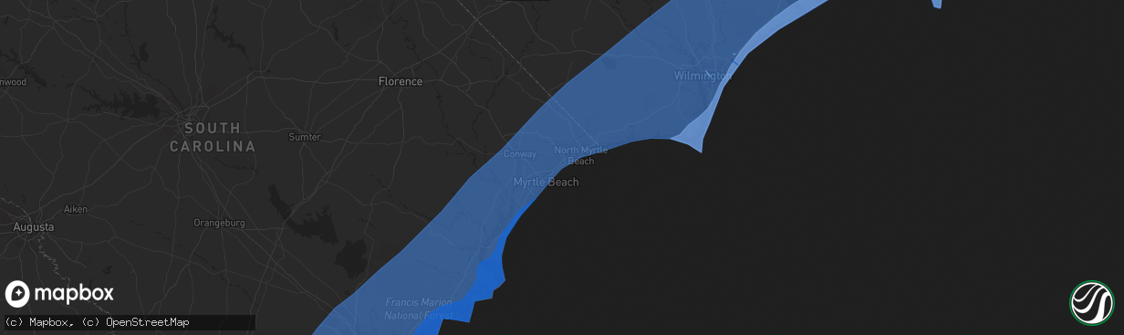 Hail map in Myrtle Beach, SC on September 4, 2019