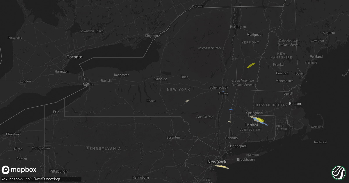 Hail map in New York on September 4, 2019