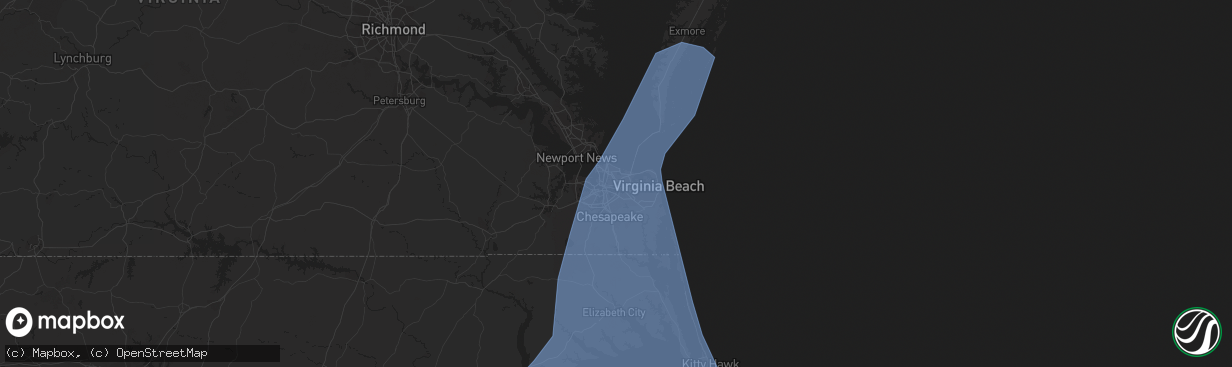 Hail map in Norfolk, VA on September 4, 2019