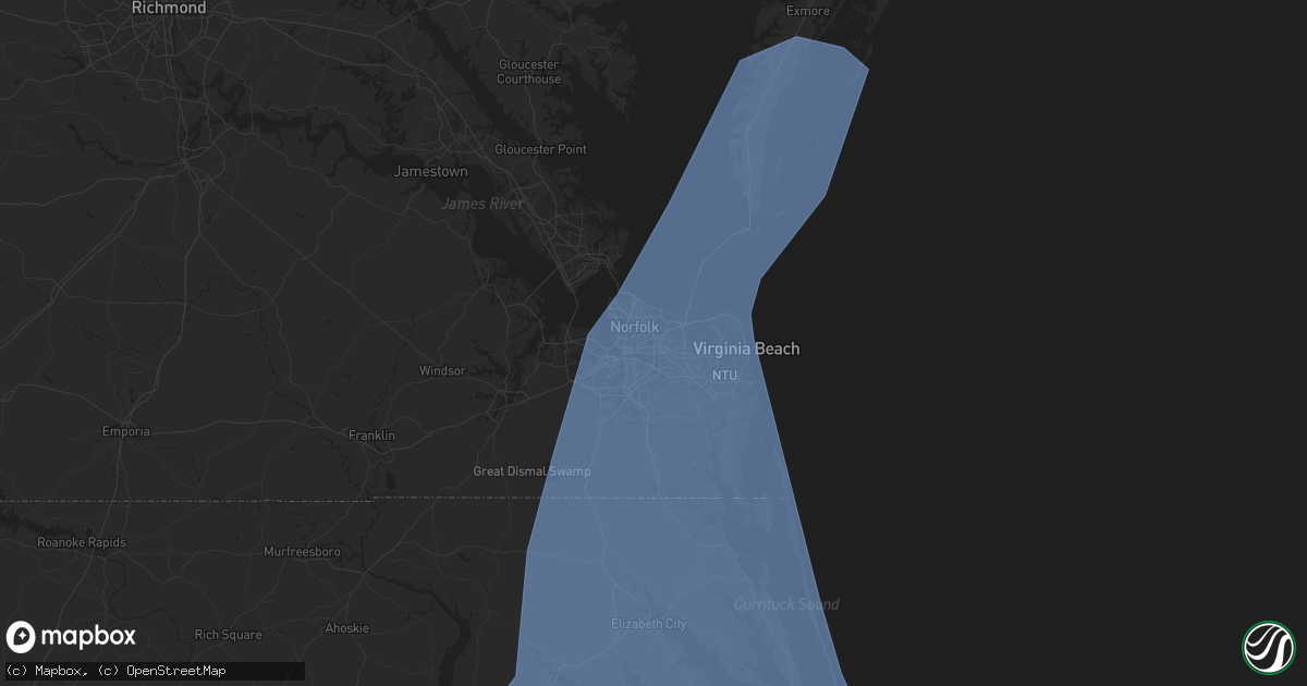 Hail map in Norfolk, VA on September 4, 2019