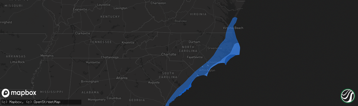 Hail map in North Carolina on September 4, 2019