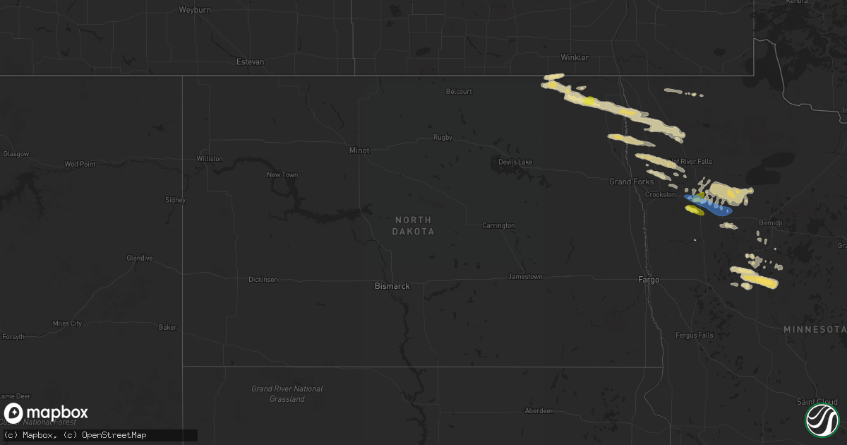 Hail map in North Dakota on September 4, 2019