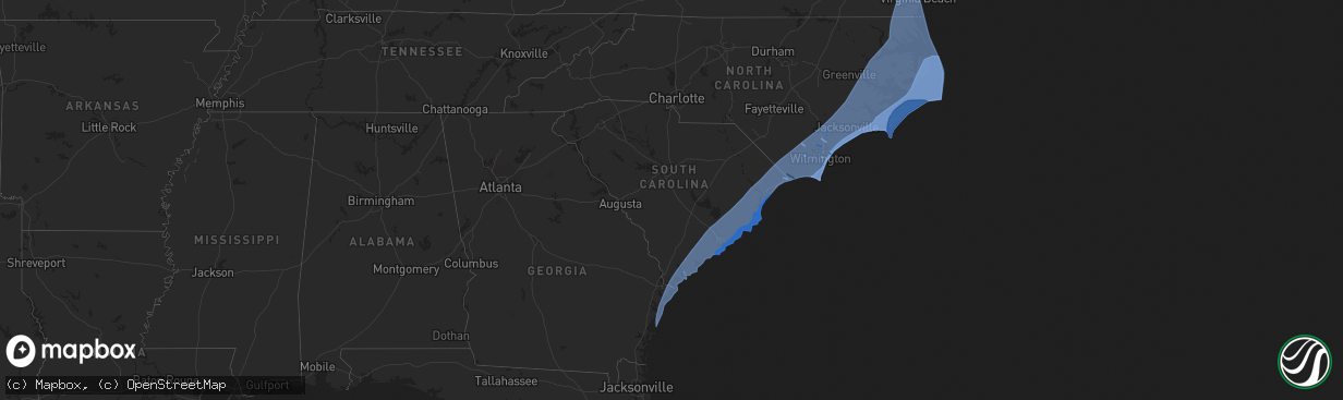 Hail map in South Carolina on September 4, 2019