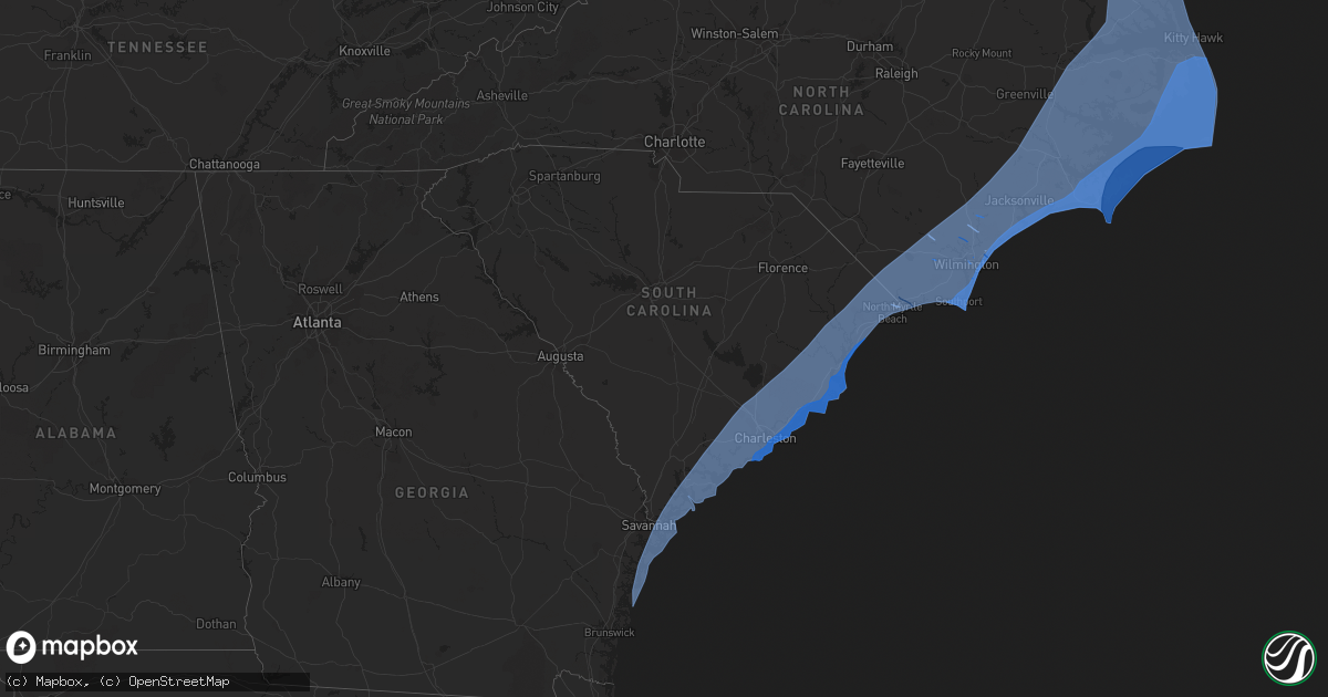 Hail map in South Carolina on September 4, 2019