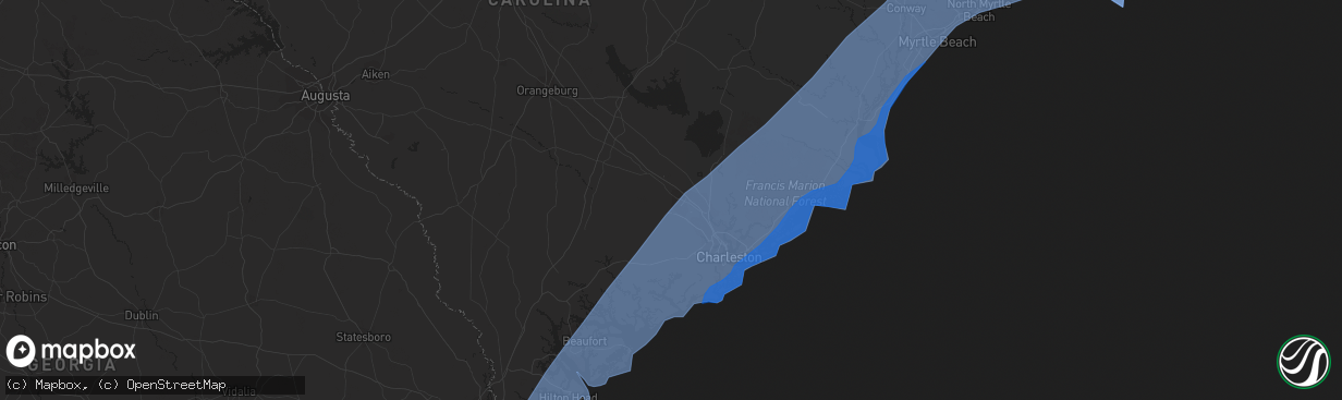 Hail map in Summerville, SC on September 4, 2019