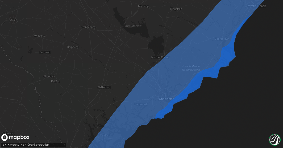 Hail map in Summerville, SC on September 4, 2019