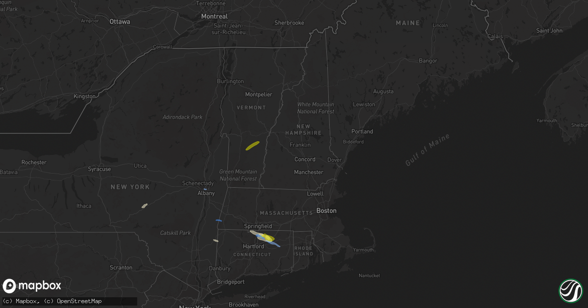 Hail map in Vermont on September 4, 2019