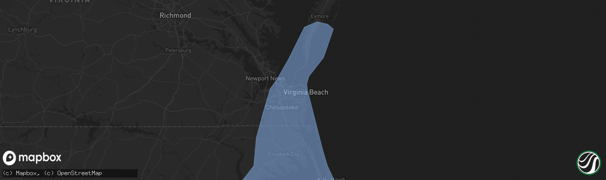 Hail map in Virginia Beach, VA on September 4, 2019