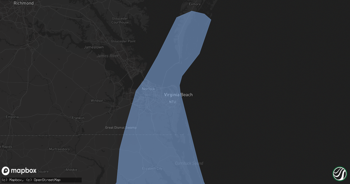 Hail map in Virginia Beach, VA on September 4, 2019