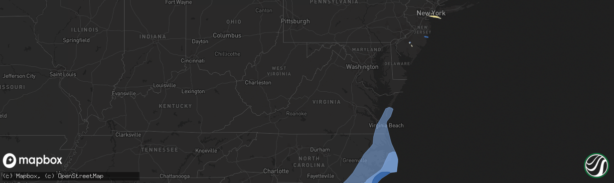 Hail map in Virginia on September 4, 2019