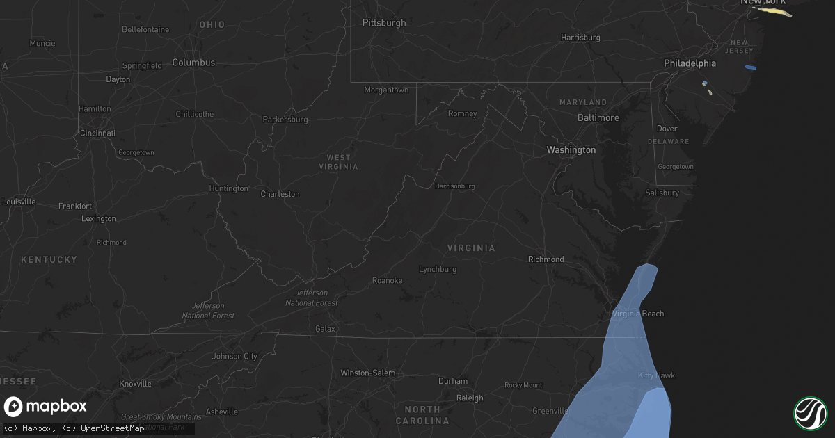 Hail map in Virginia on September 4, 2019