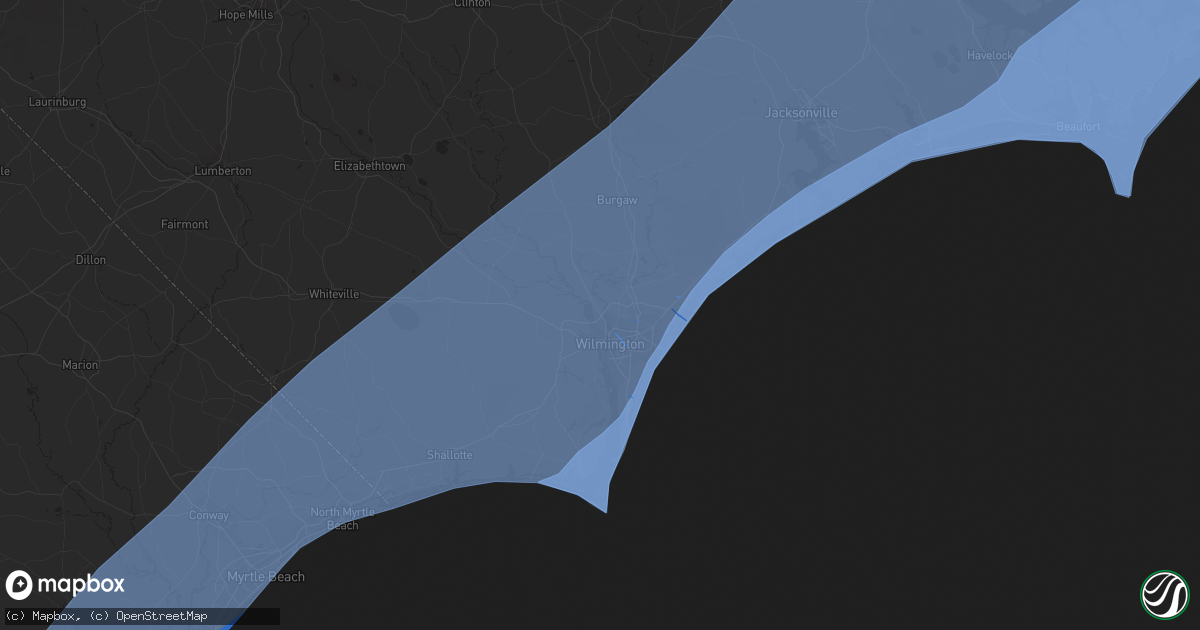 Hail map in Wilmington, NC on September 4, 2019