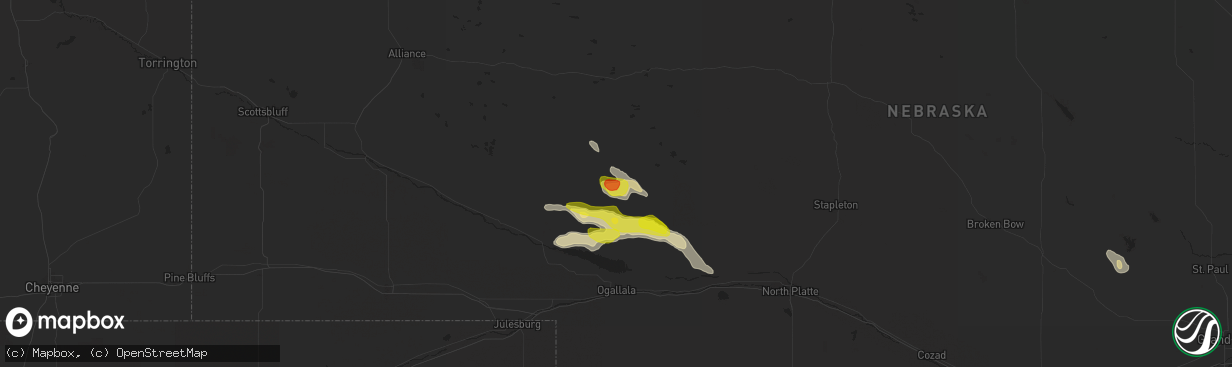 Hail map in Arthur, NE on September 4, 2021