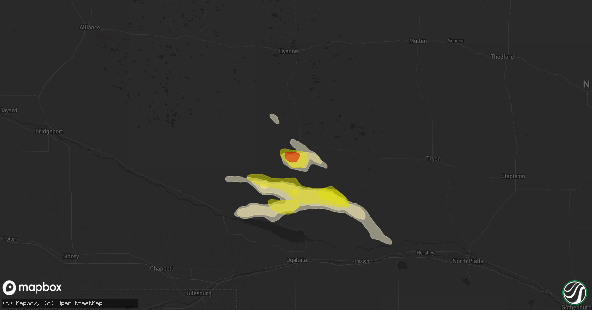 Hail map in Arthur, NE on September 4, 2021