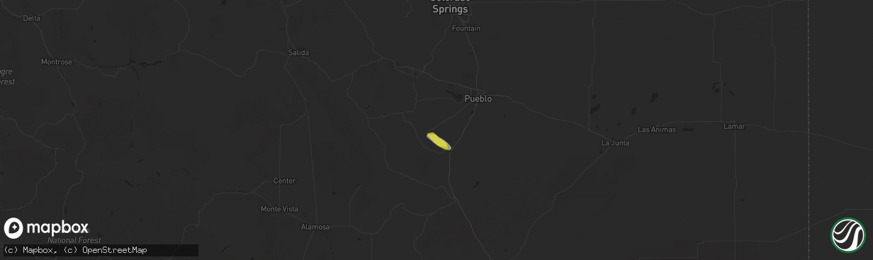 Hail map in Beulah, CO on September 4, 2021