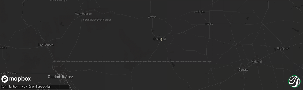 Hail map in Carlsbad, NM on September 4, 2021