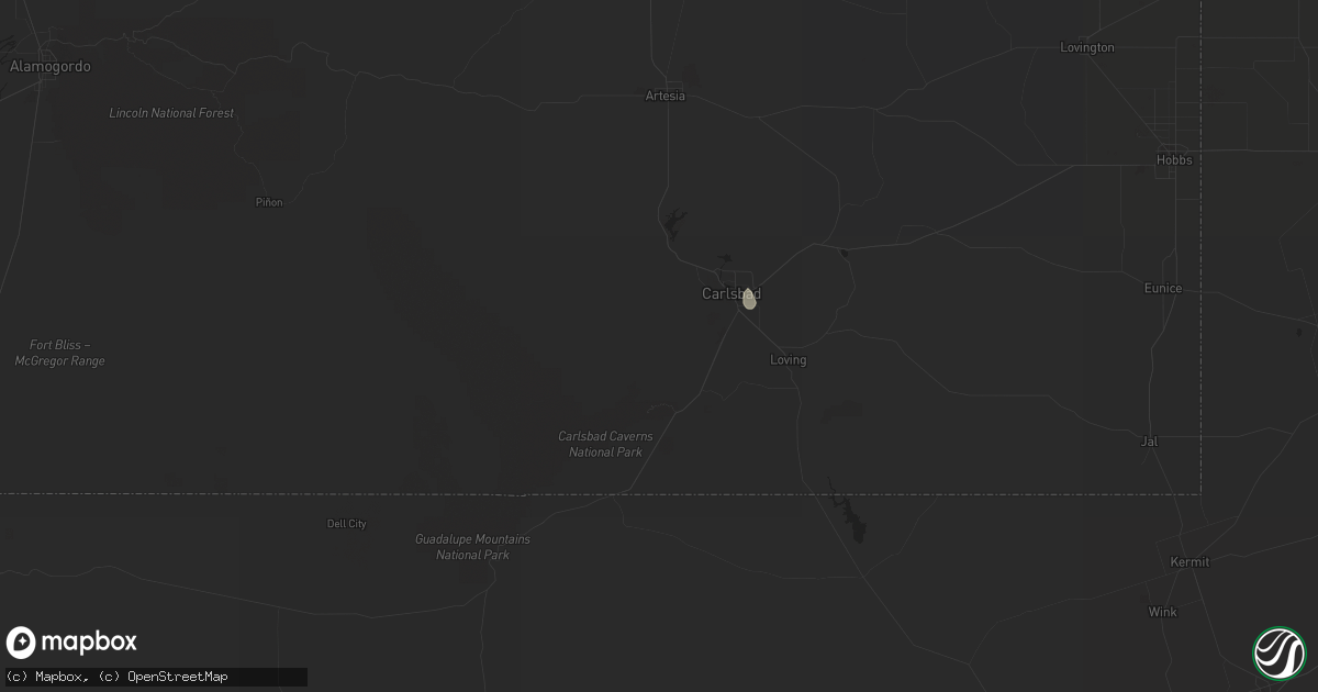 Hail map in Carlsbad, NM on September 4, 2021