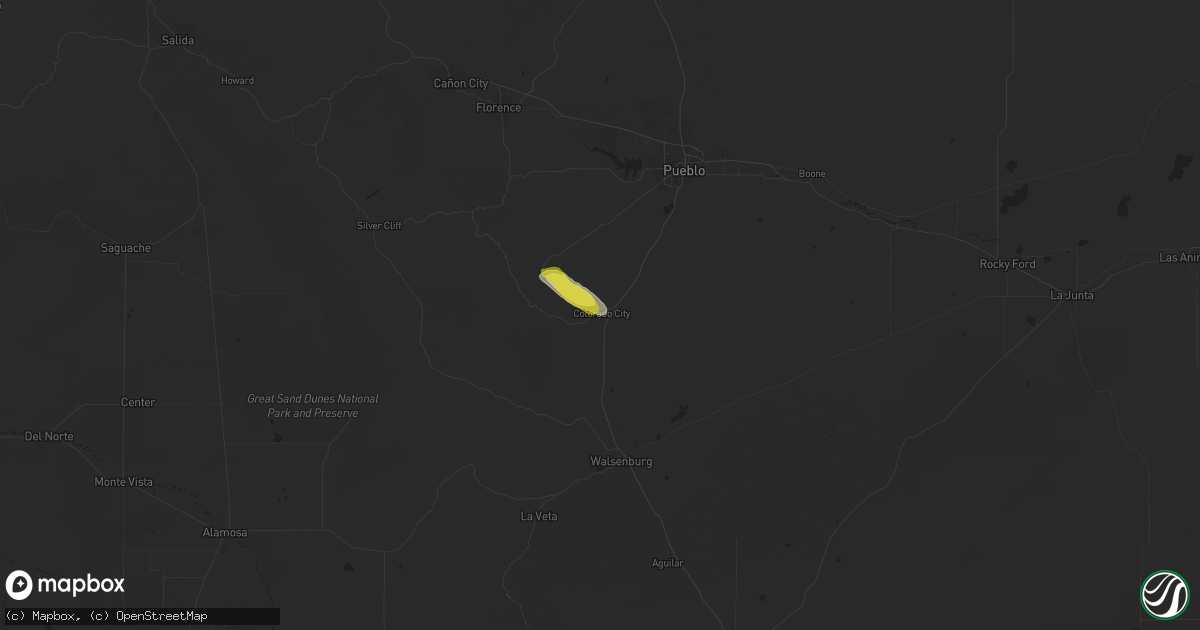 Hail map in Colorado City, CO on September 4, 2021