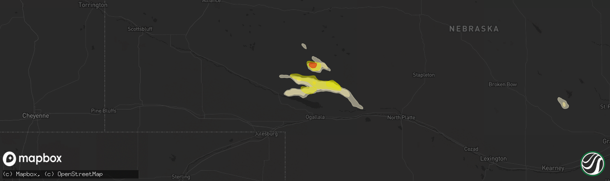 Hail map in Lemoyne, NE on September 4, 2021