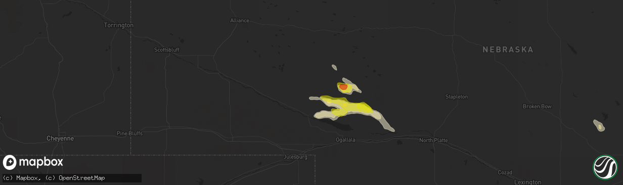 Hail map in Lewellen, NE on September 4, 2021