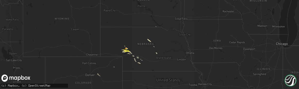 Hail map in Nebraska on September 4, 2021