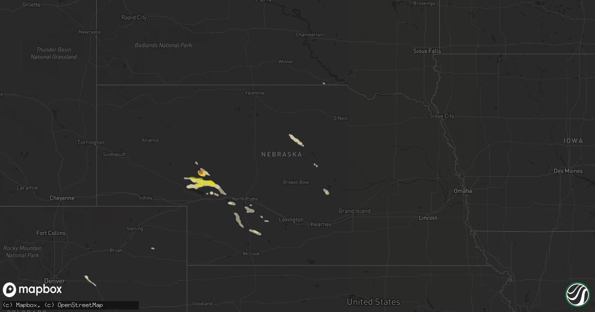 Hail map in Nebraska on September 4, 2021