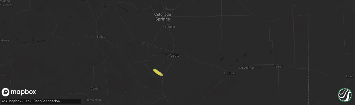 Hail map in Pueblo, CO on September 4, 2021