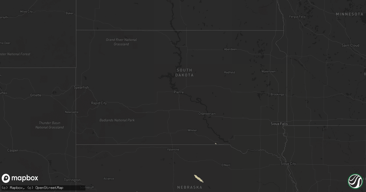 Hail map in South Dakota on September 4, 2021