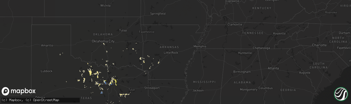Hail map in Arkansas on September 4, 2022