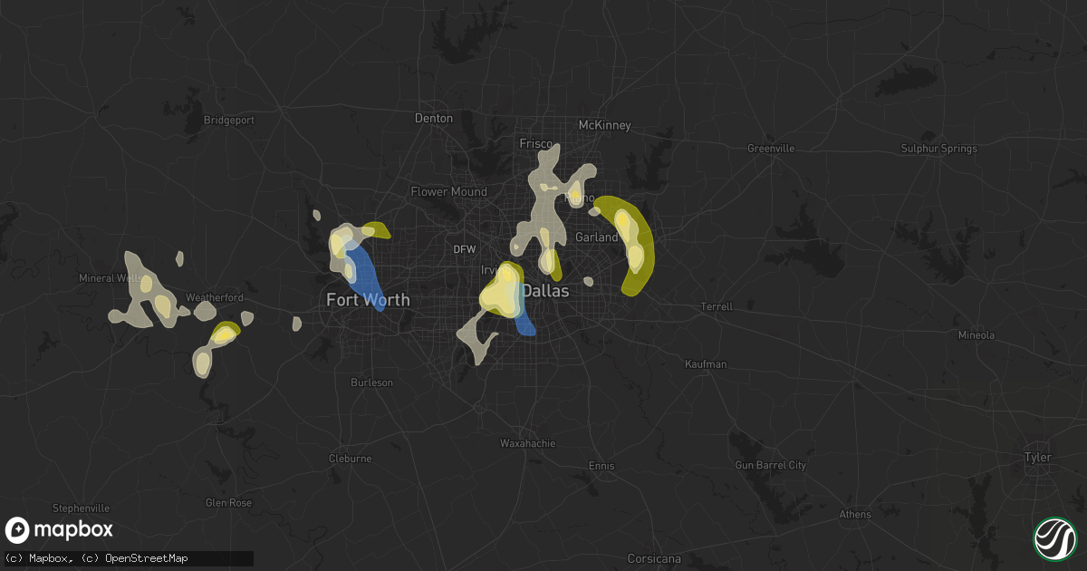 Hail map in Dallas, TX on September 4, 2022