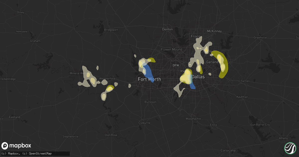 Hail map in Fort Worth, TX on September 4, 2022