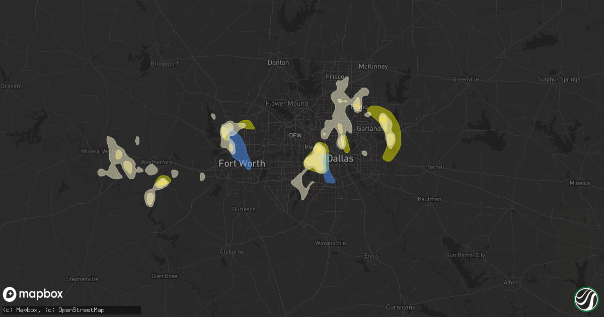 Hail map in Grand Prairie, TX on September 4, 2022