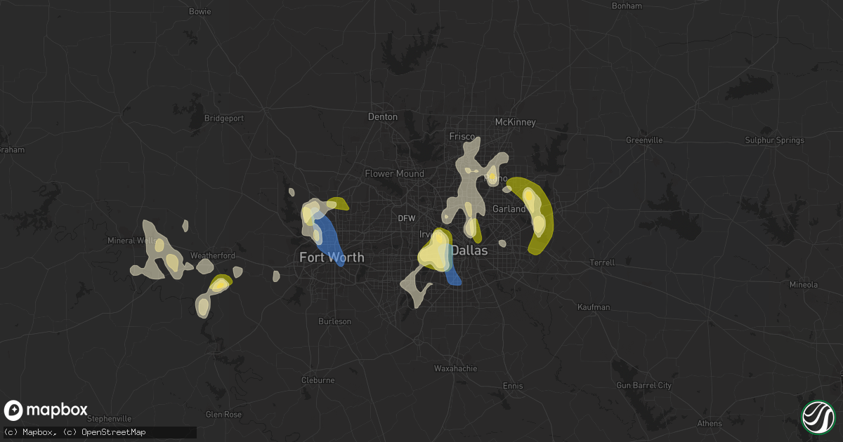 Hail map in Irving, TX on September 4, 2022