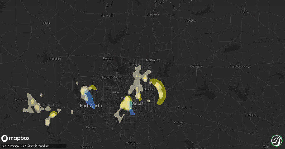 Hail map in Plano, TX on September 4, 2022