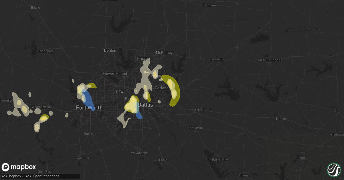 Hail map in Rowlett, TX on September 4, 2022