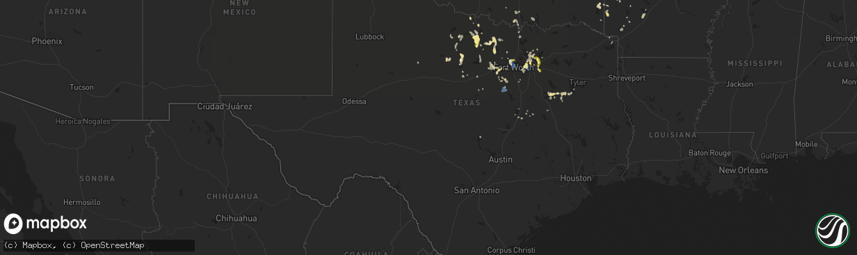 Hail map in Texas on September 4, 2022