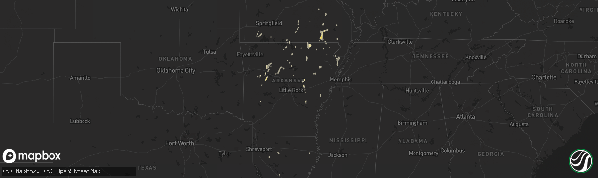 Hail map in Arkansas on September 4, 2023