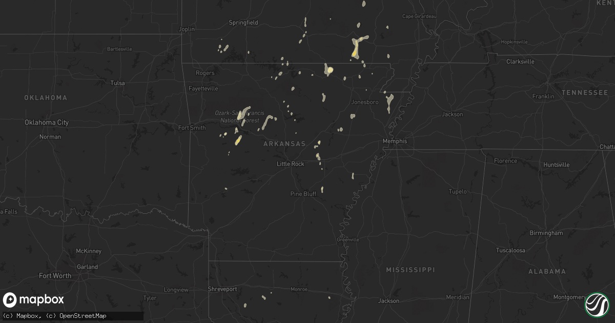 Hail map in Arkansas on September 4, 2023