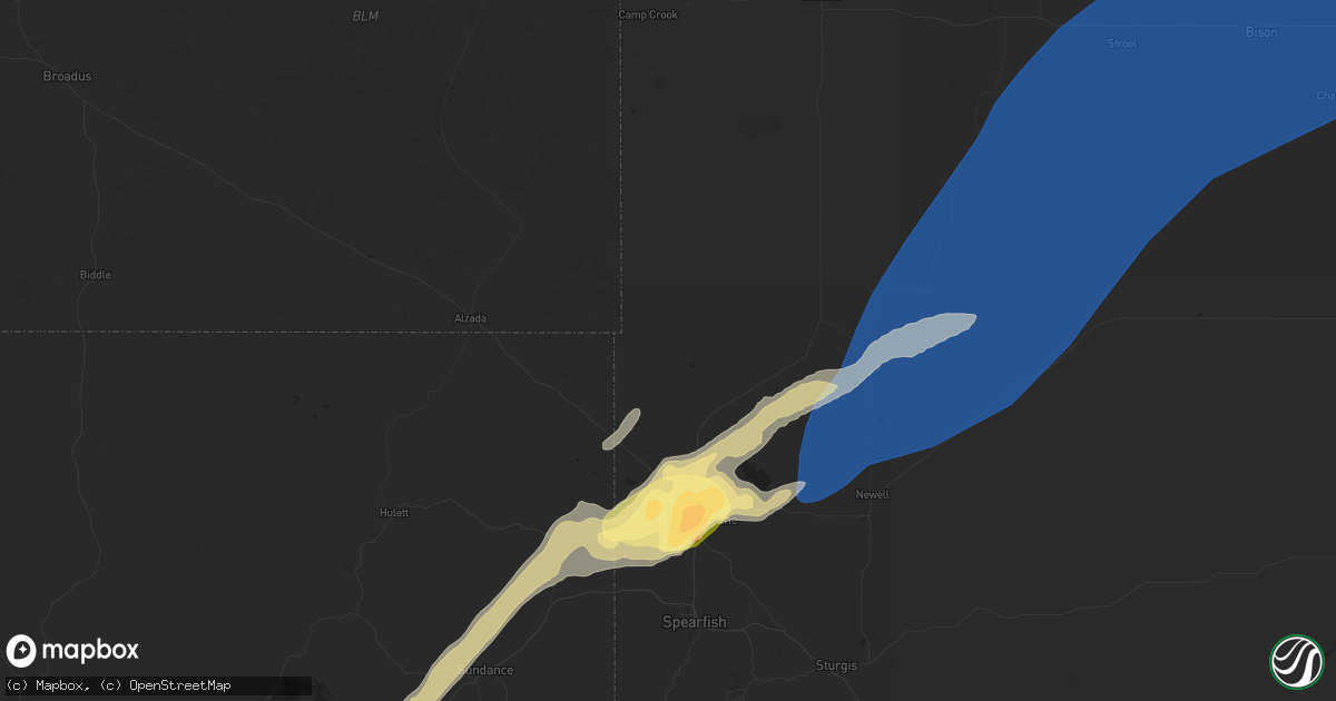 Hail map in Belle Fourche, SD on September 4, 2023