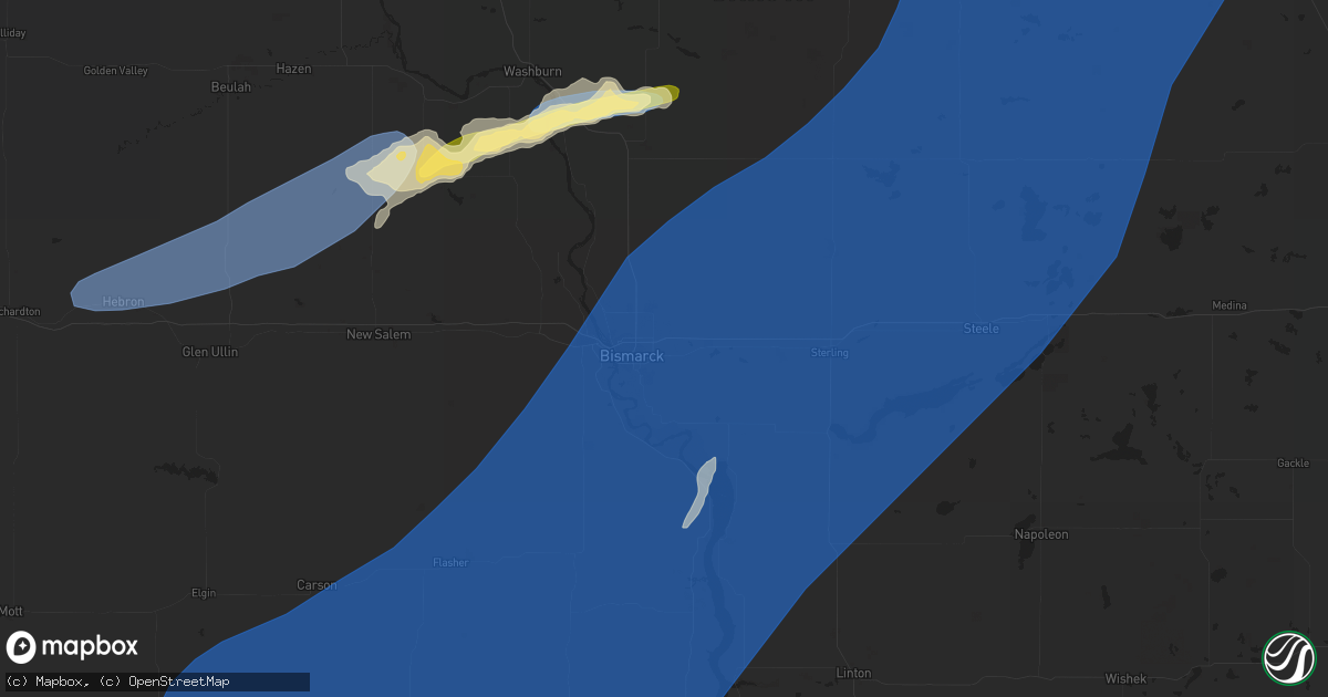 Hail map in Bismarck, ND on September 4, 2023